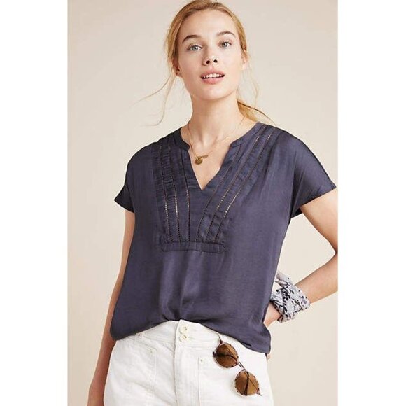ANTHROPOLOGIE Women's Dolan Left Coast Moreira Top Size S In Blue - Picture 1 of 6